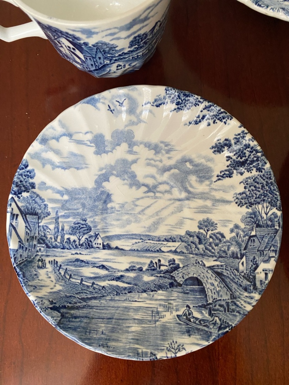 England BLUE BROOK Dinnerware Set - Cup, Saucer, Bowl, Salad Plate - Picture 10 of 12